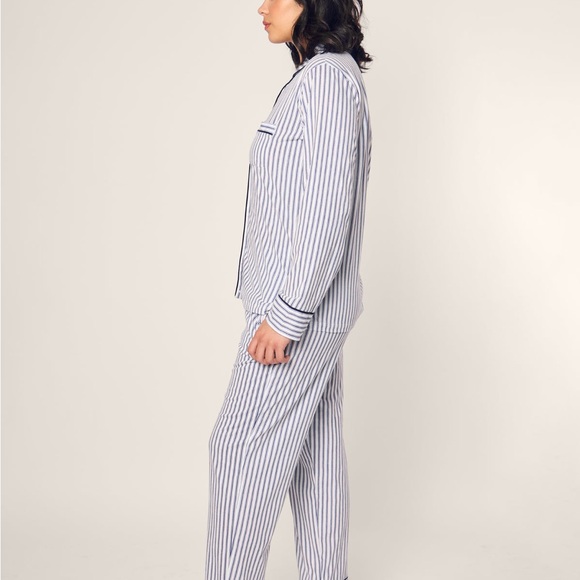 Petite Plume Women's Pima Pajama Set in Navy French Ticking - Picture 4 of 16
